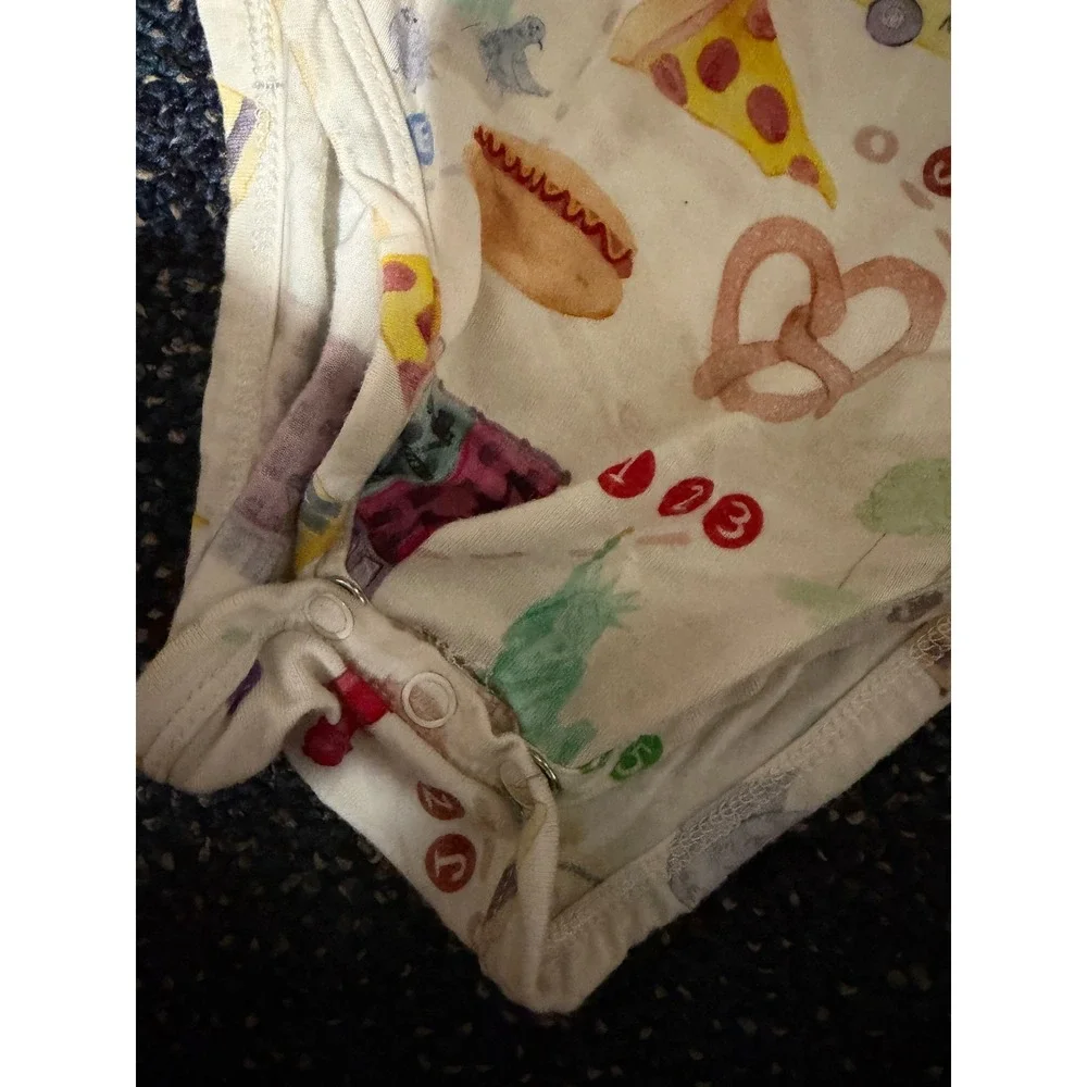 Posh Peanut 2T NYC Big Apple Bamboo Bodysuit Yellow Taxi Pizza Print